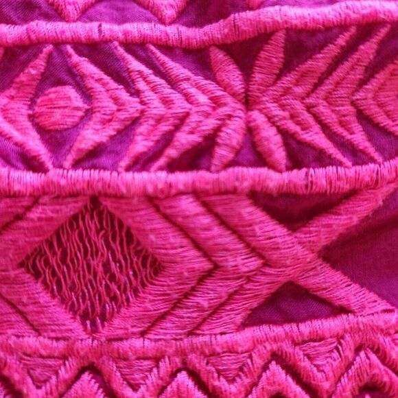 Cherokee girls large fuchsia boho relaxed tank top embroidered geometric tribal - Picture 2 of 4